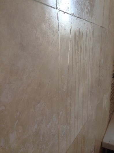 Travertine Wall tiles Before Cleaning Polishing and sealing Hull
