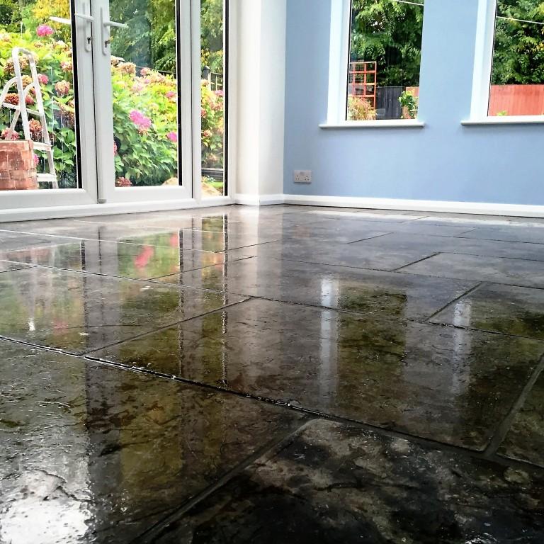 Grey Limestone Floor After Cleaning Barton