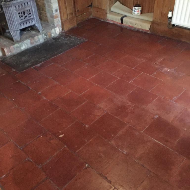 Old Quarry Tiled Floor Before Cleaning in Market Weighton