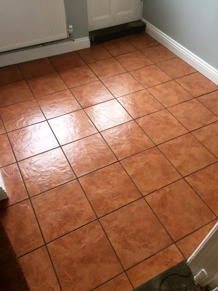 Porcelain Tiled Utility Floor After Cleaning and Grout Sealing in Hull