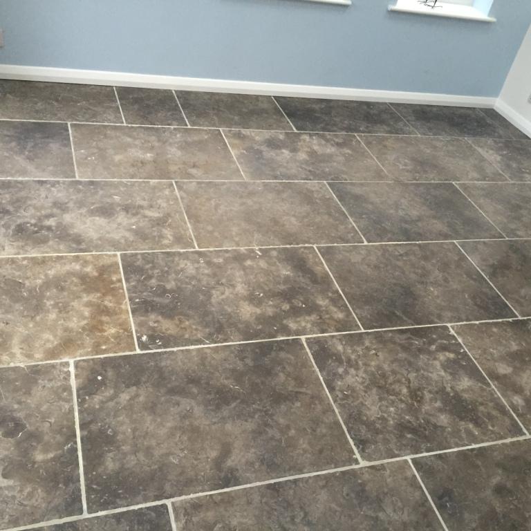 Grey Limestone Floor Before Cleaning Barton