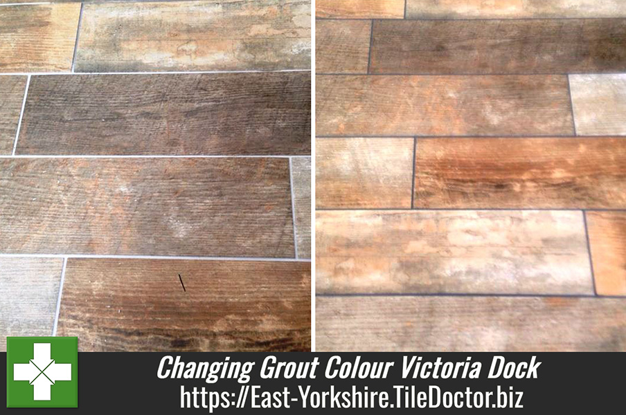 Changing the Colour of Grout on a Wood Effect Floor in Victoria Dock