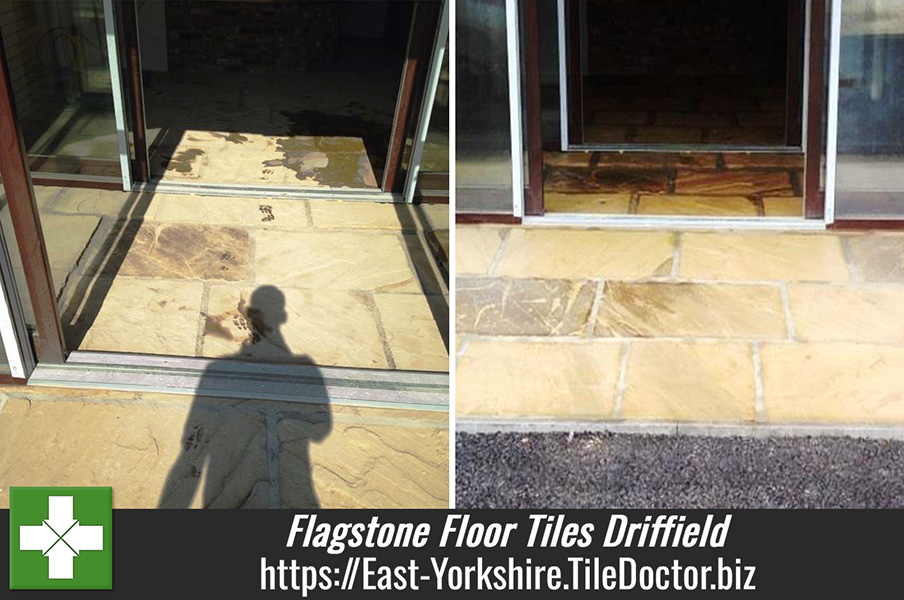 Farm Office Flagstone Floor Tiles Cleaned and Sealed in Driffield