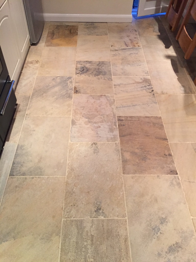 Indian Sandstone Floor Before Cleaning Swanland