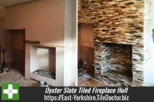 Oyster Slate Tiled Fireplace Installed, Cleaned, and Sealed in Hull