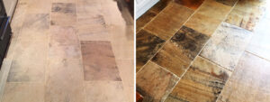 Indian Sandstone Floor Before After Cleaning Swanland