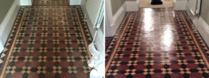 Victorian Hallway Floor Tiles Before After Restoration in Bridlington